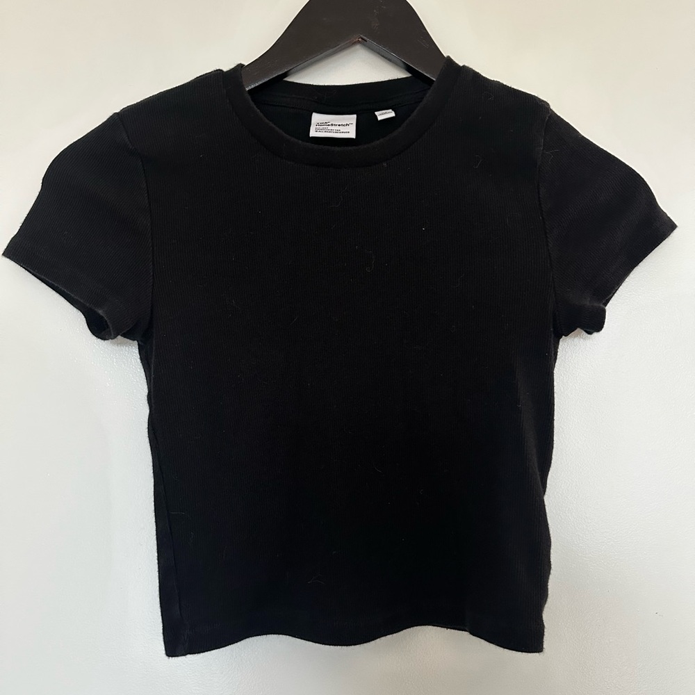 TNA Black Ribbed Crew Neck Tee